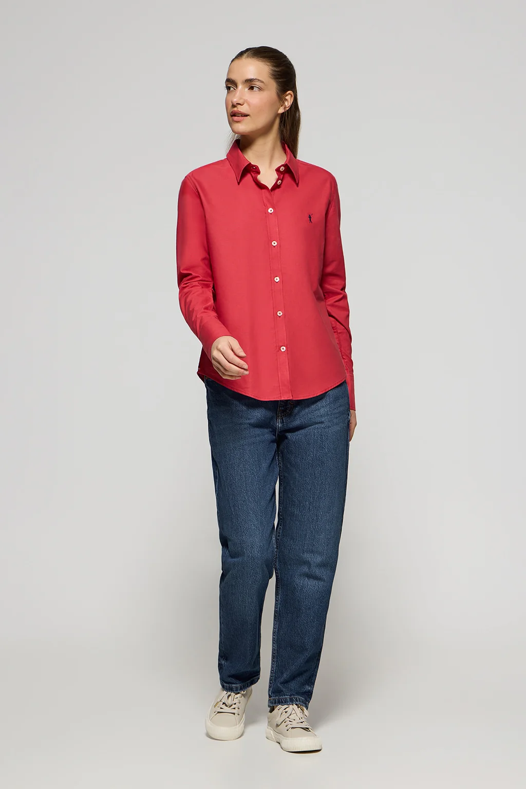 Red Oxford shirt with Rigby Go embroidered logo - Image 4
