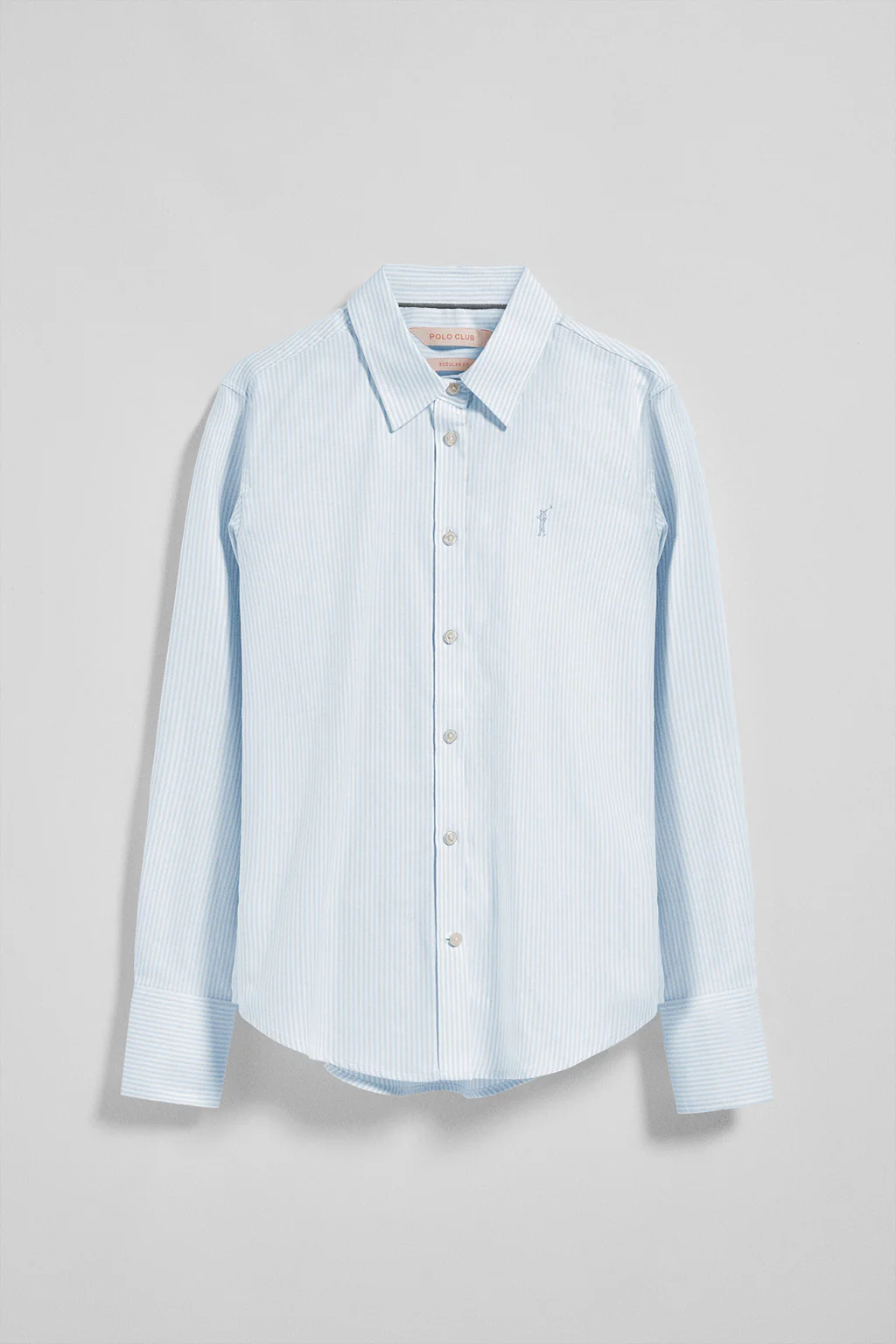 Blue striped Oxford shirt with Rigby Go logo - Image 7