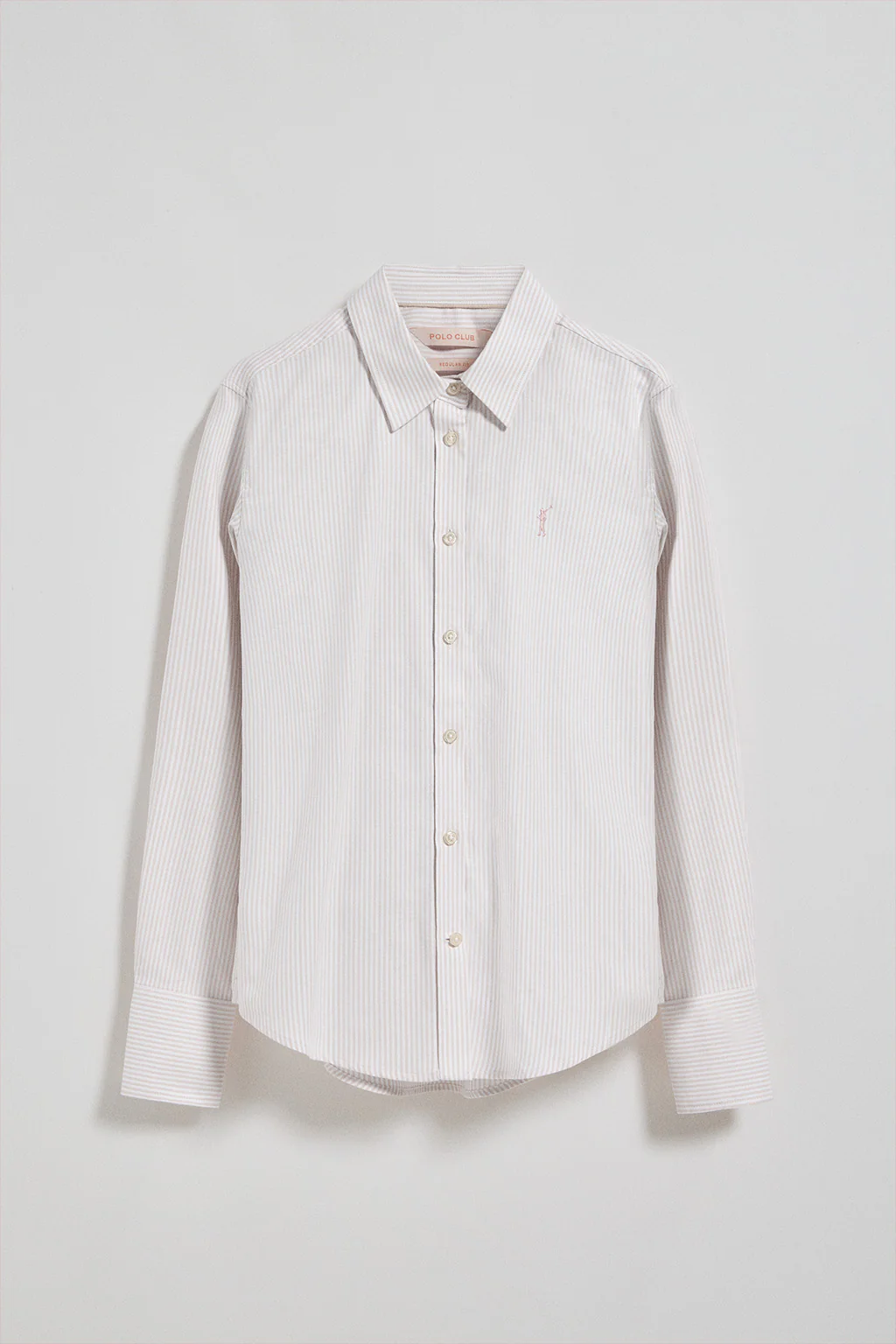 Brown striped Oxford shirt with Rigby Go logo - Image 7