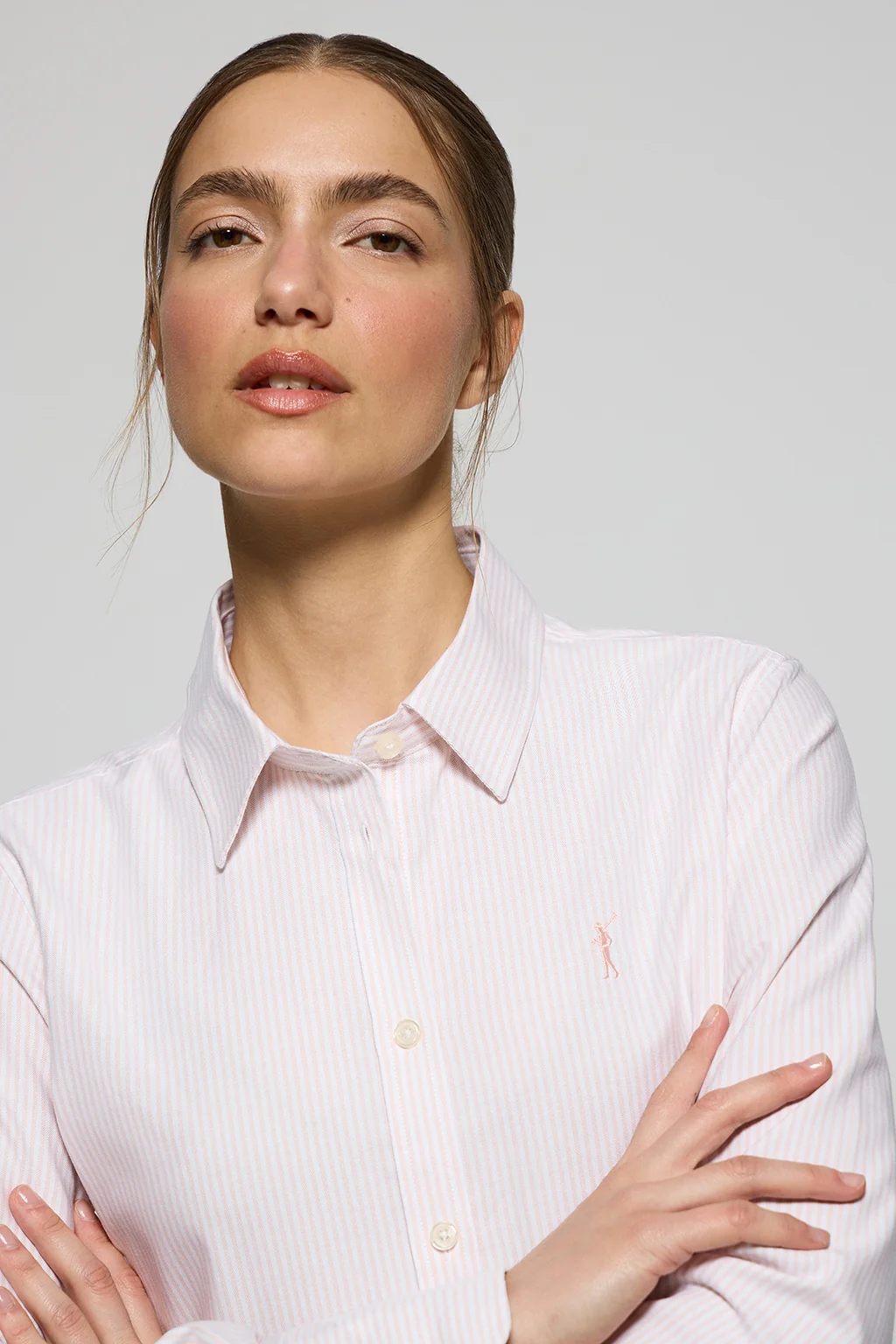 Pink striped Oxford shirt with Rigby Go logo - Image 3
