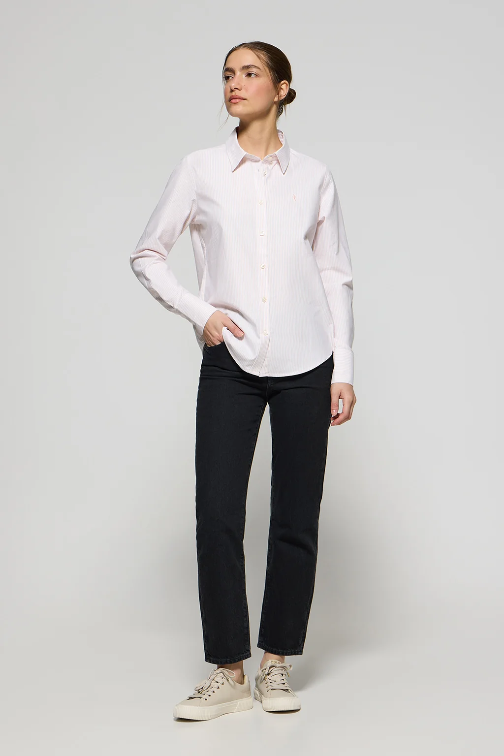 Pink striped Oxford shirt with Rigby Go logo - Image 4