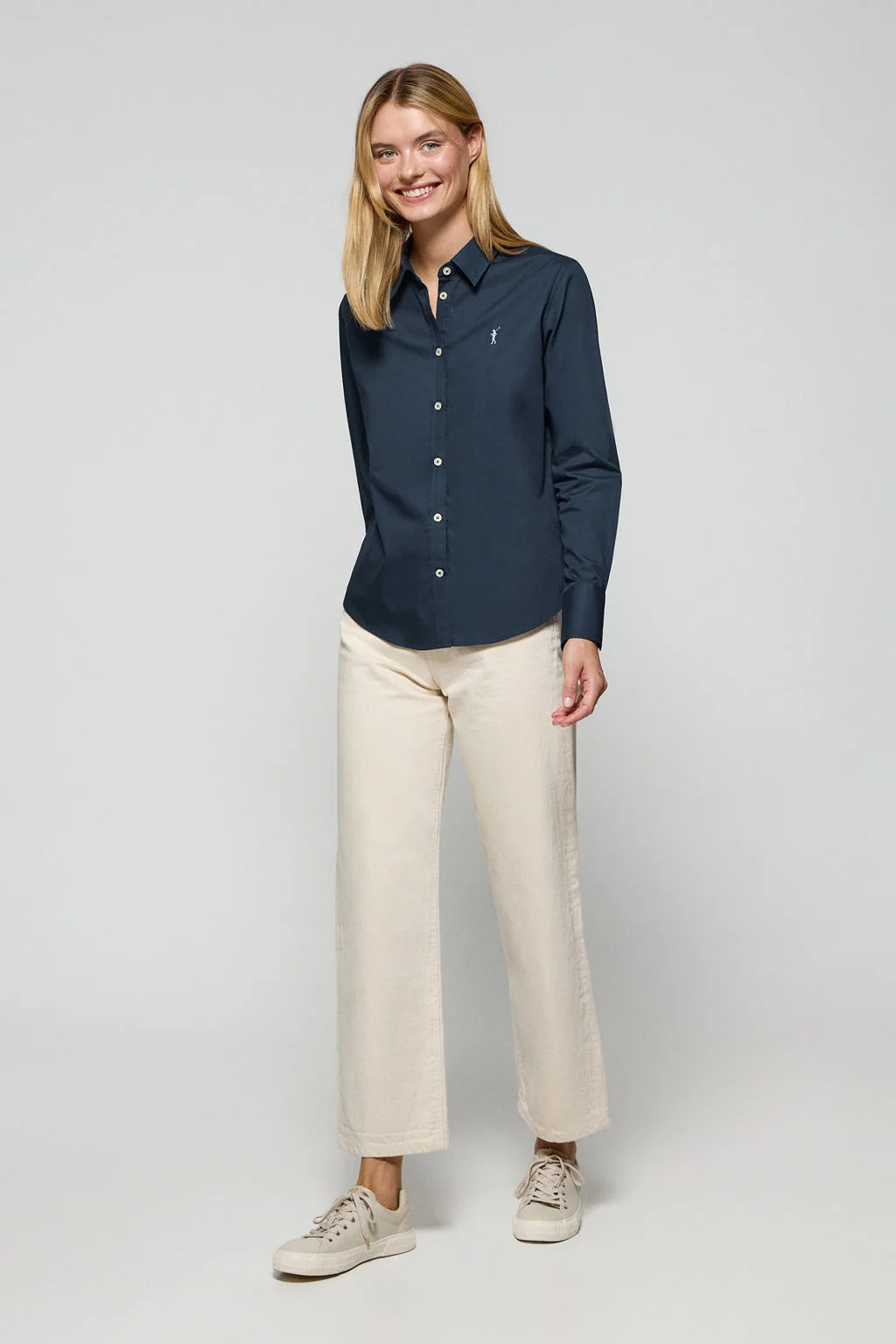 Navy-blue poplin shirt with Rigby Go logo - Image 3