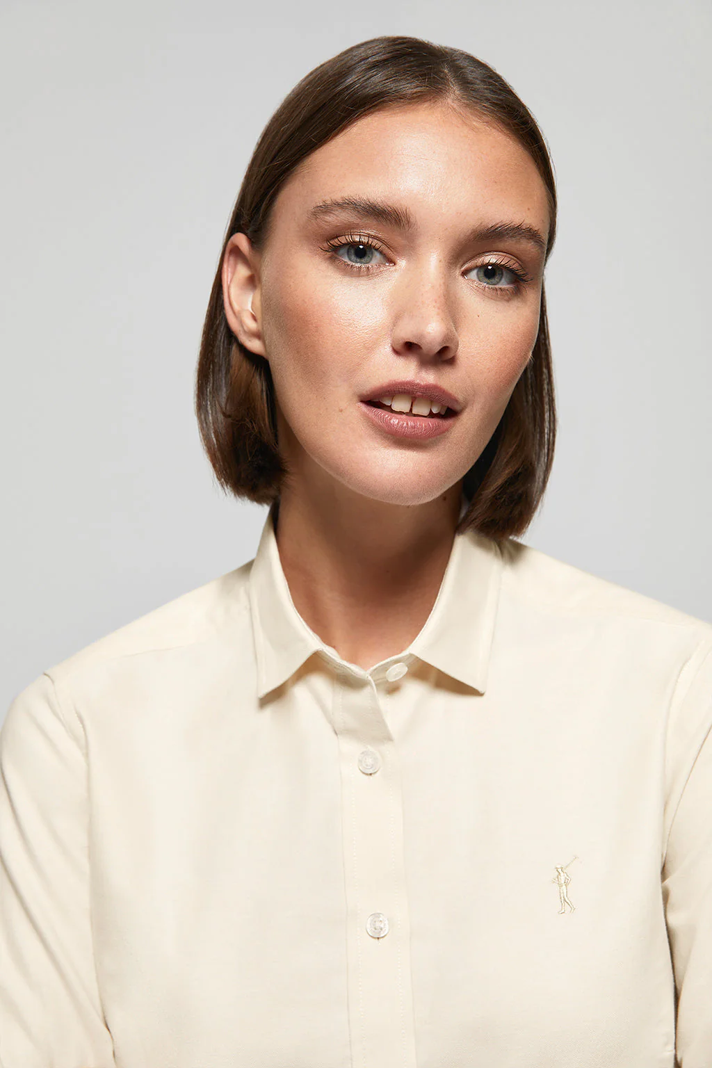 Beige regular-fit Oxford shirt with Rigby Go logo - Image 2