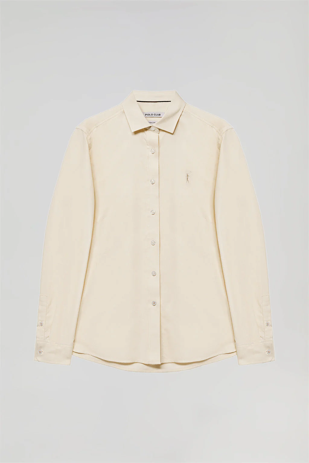 Beige regular-fit Oxford shirt with Rigby Go logo - Image 6