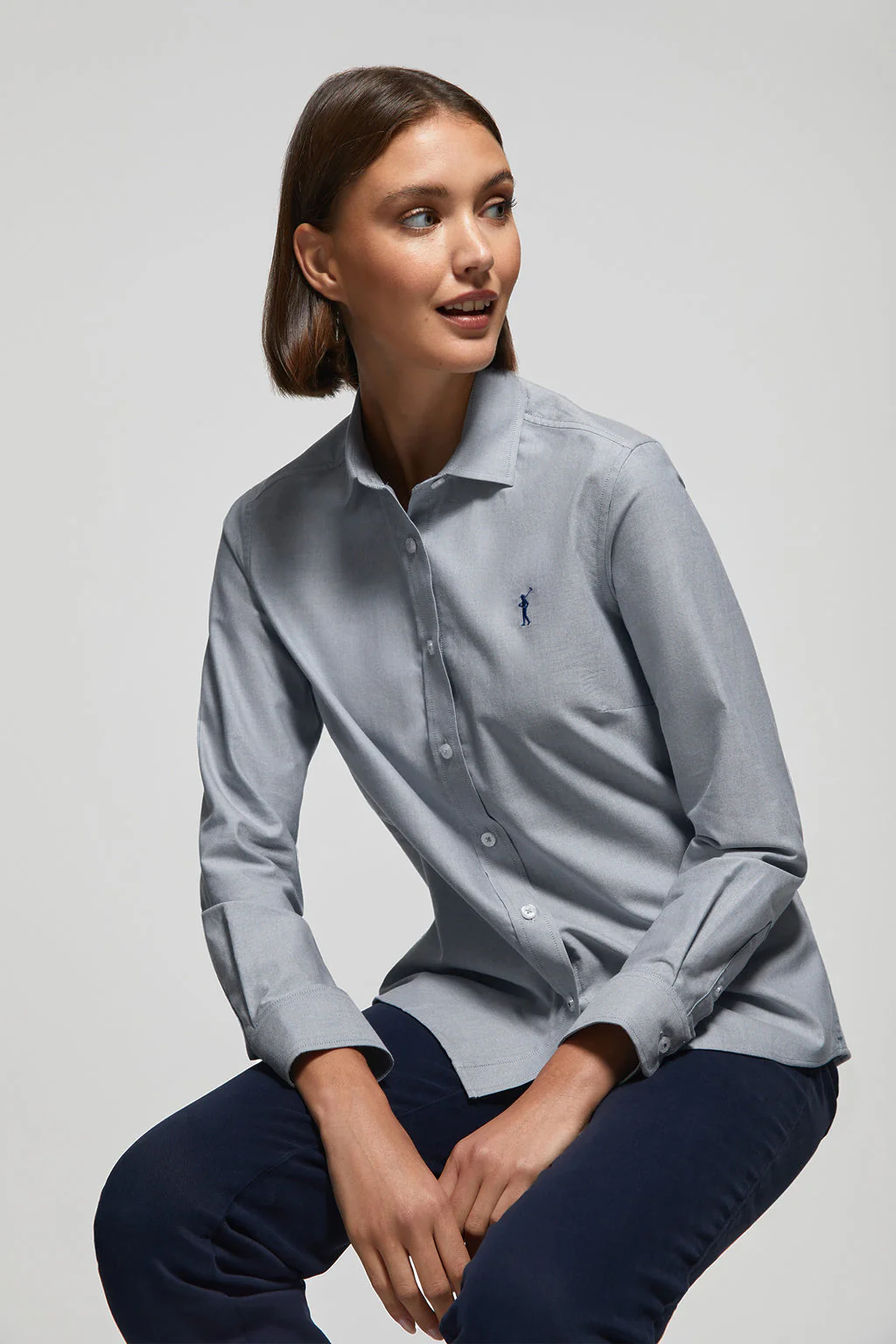 Denim-blue regular-fit Oxford shirt with Rigby Go logo - Image 2