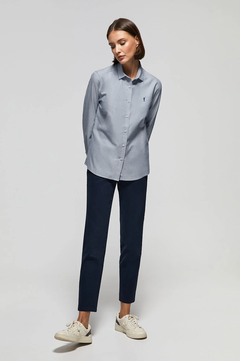 Denim-blue regular-fit Oxford shirt with Rigby Go logo - Image 3