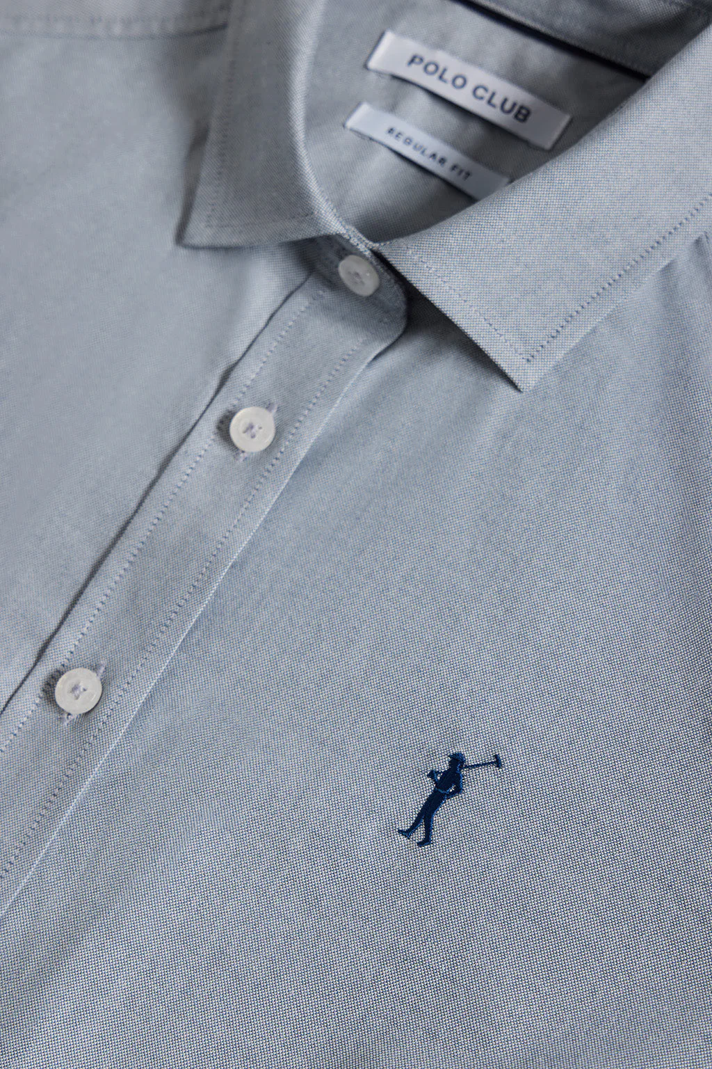 Denim-blue regular-fit Oxford shirt with Rigby Go logo - Image 7