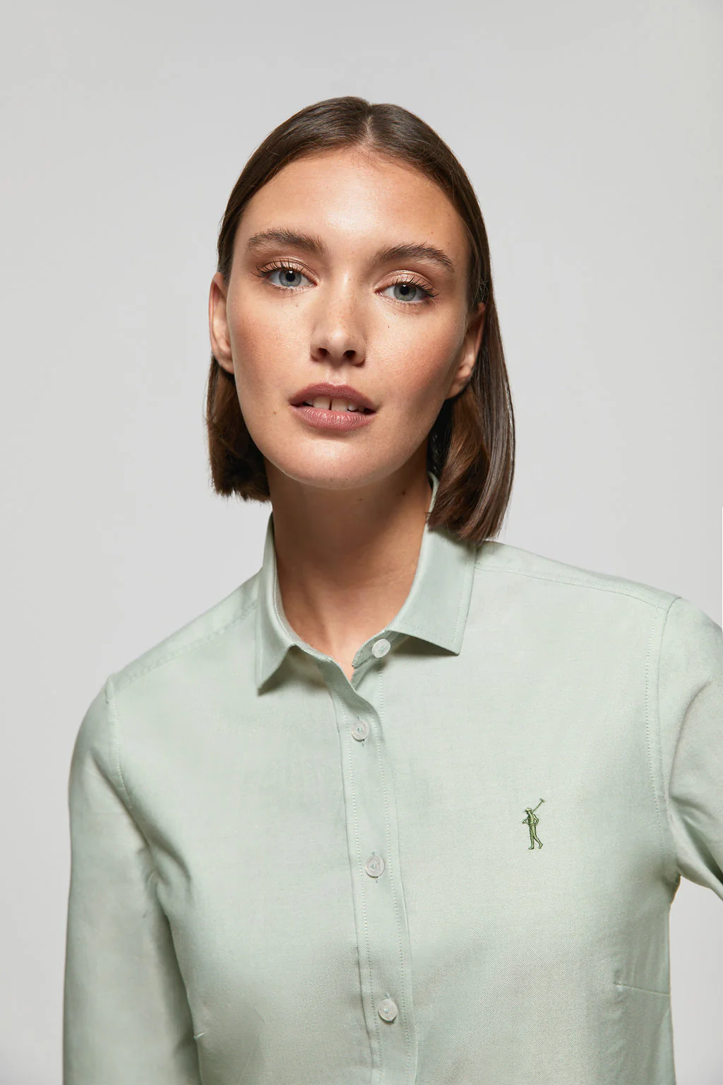 Jade-green regular-fit Oxford shirt with Rigby Go logo