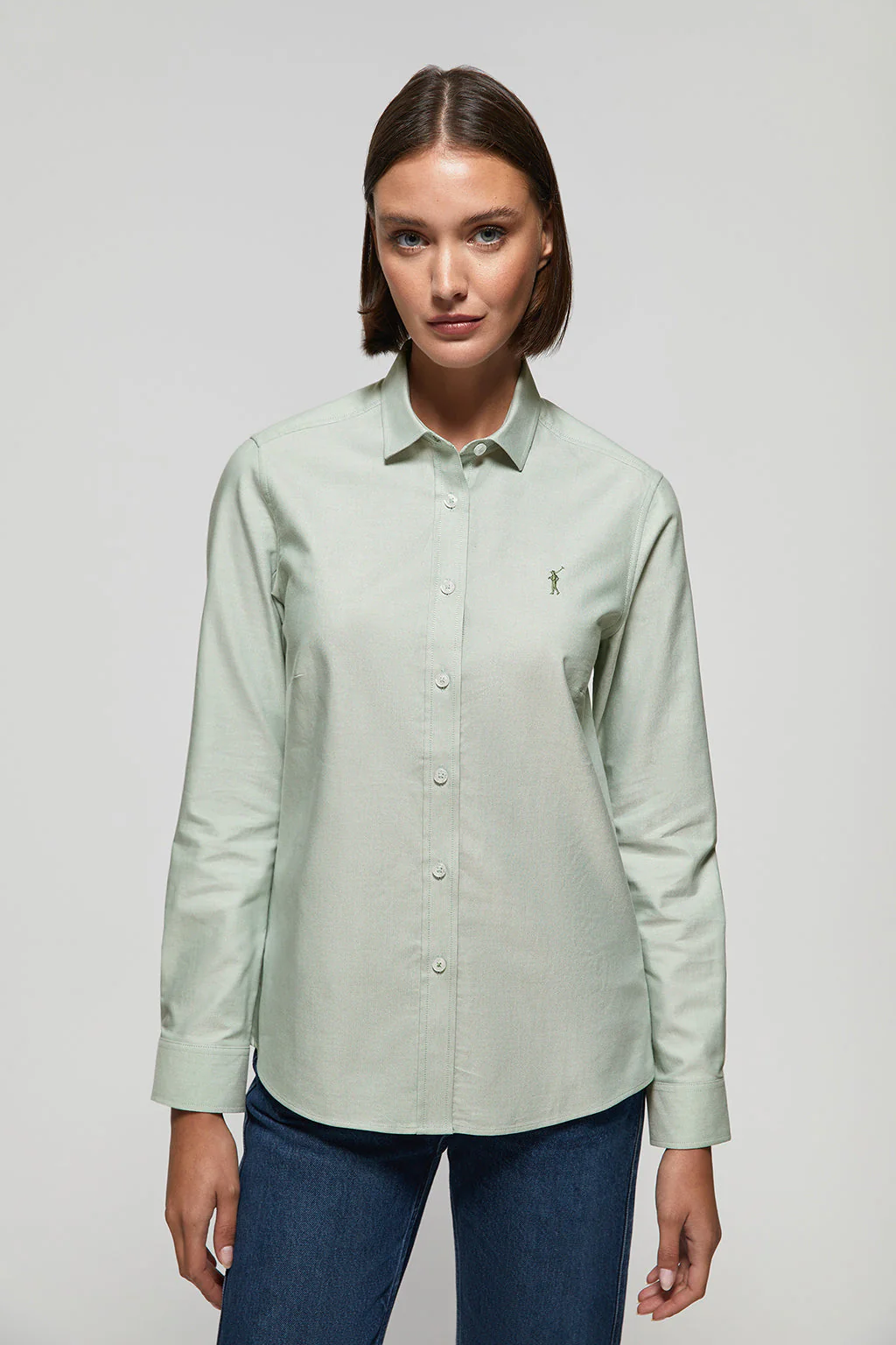 Jade-green regular-fit Oxford shirt with Rigby Go logo - Image 3
