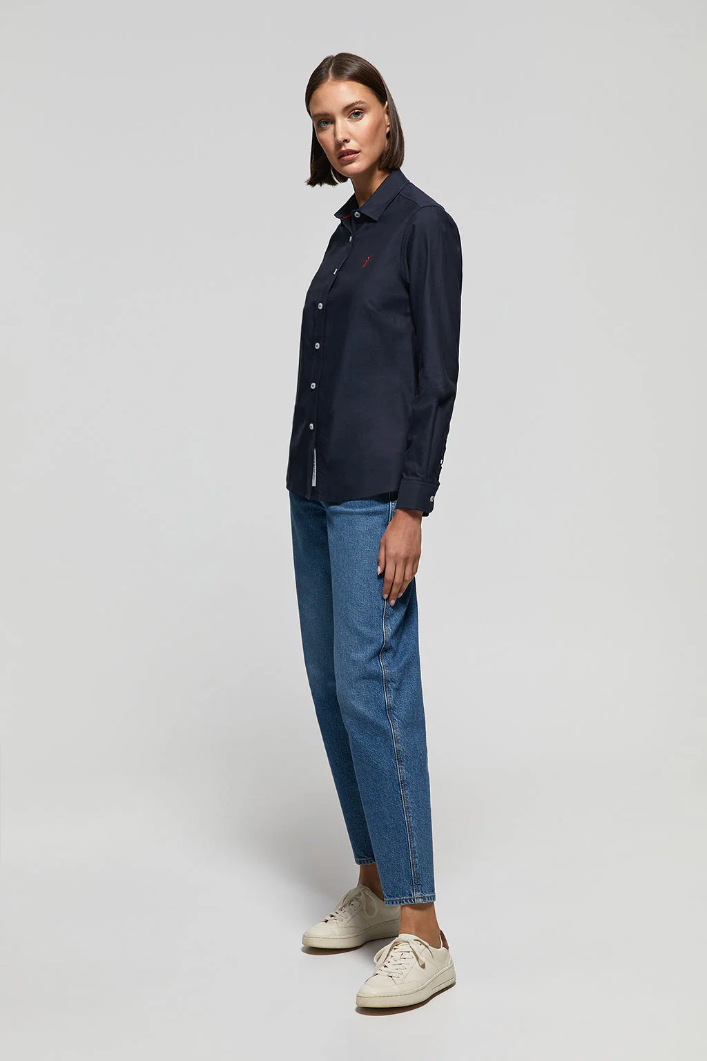 Navy-blue regular-fit Oxford shirt with Rigby Go logo - Image 3