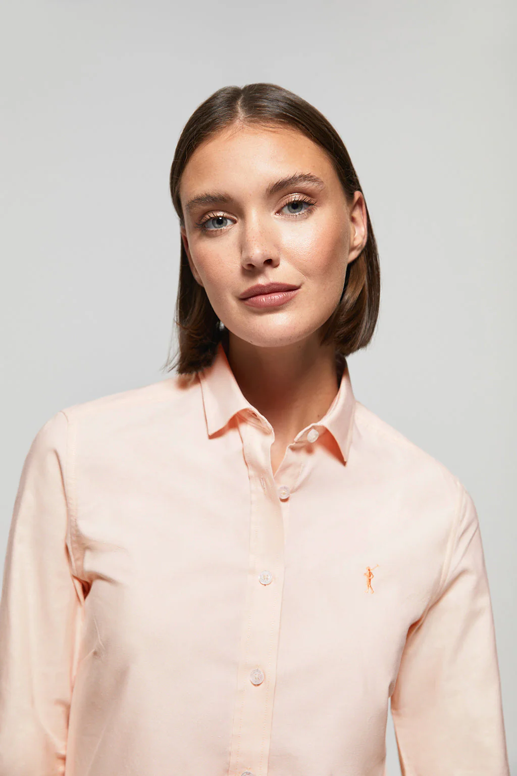 Peach regular-fit Oxford shirt with Rigby Go logo