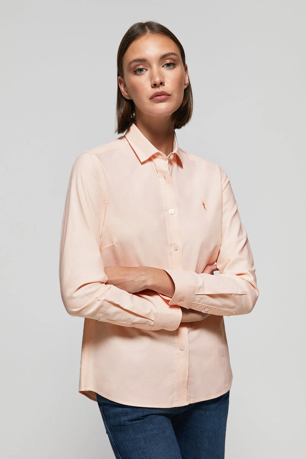 Peach regular-fit Oxford shirt with Rigby Go logo - Image 2