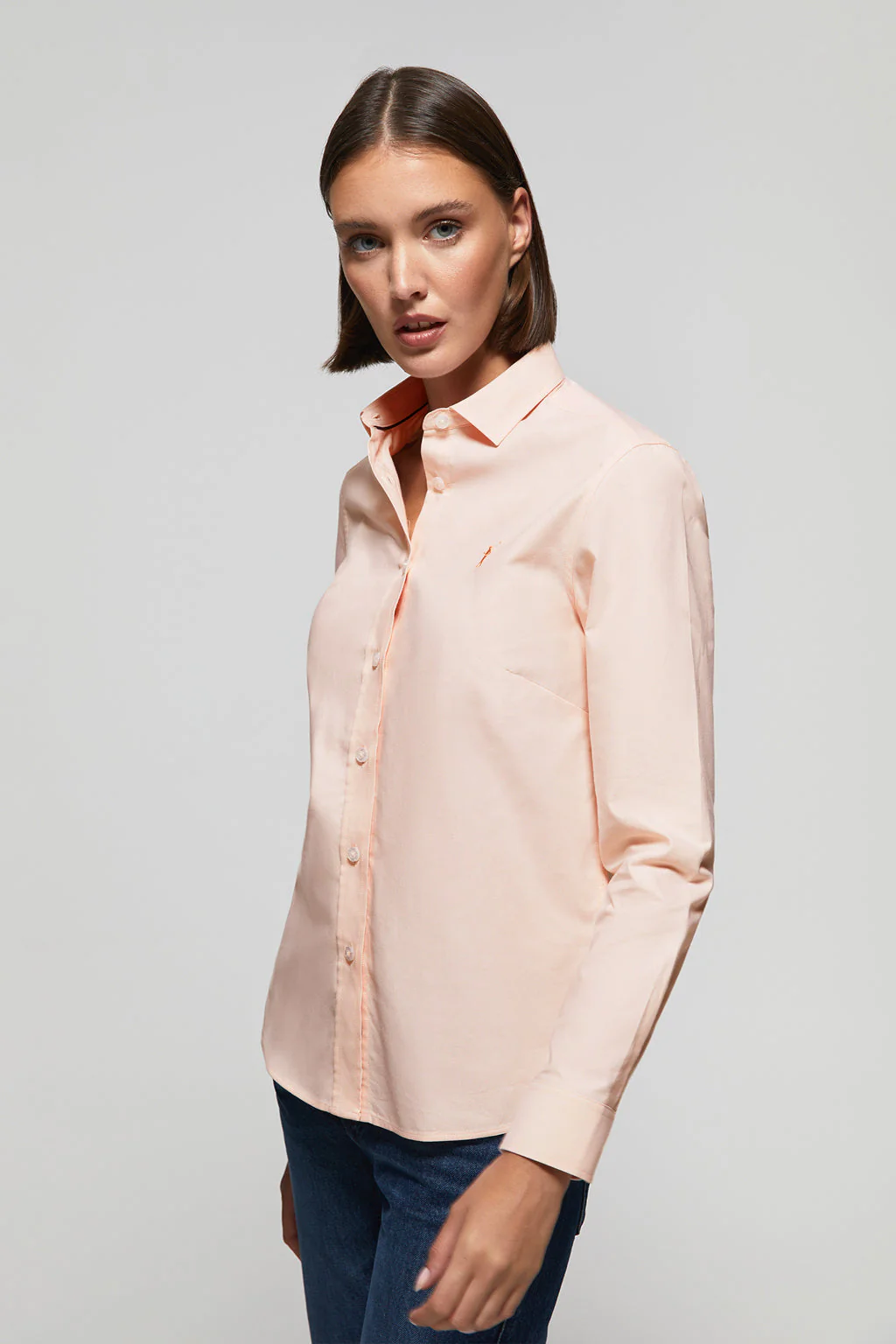 Peach regular-fit Oxford shirt with Rigby Go logo - Image 4