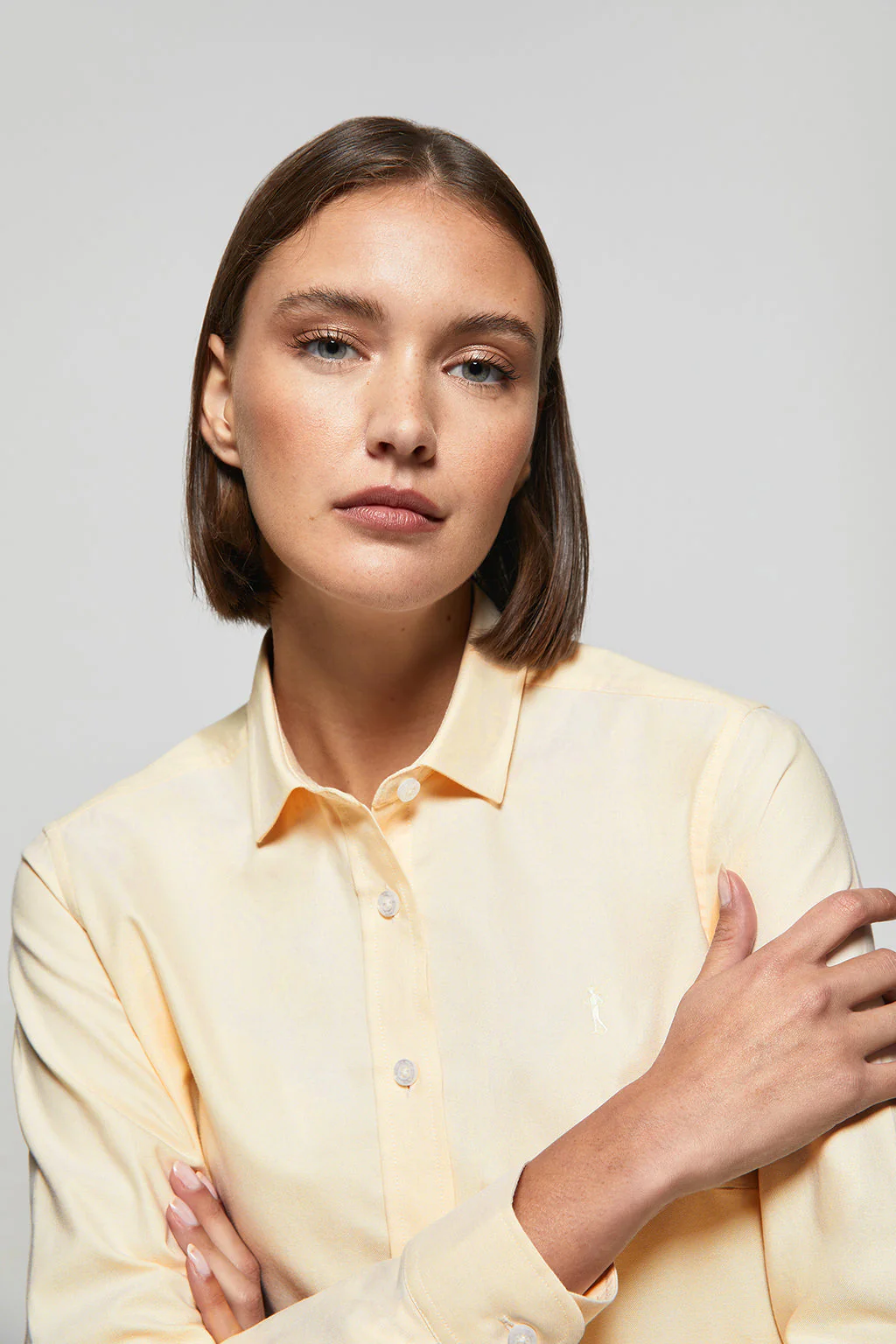 Yellow regular-fit Oxford shirt with Rigby Go logo