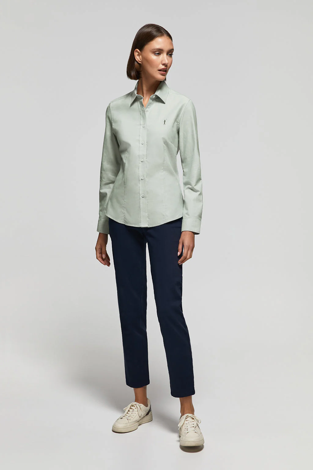 Jade-green slim-fit Oxford shirt with Rigby Go logo - Image 2