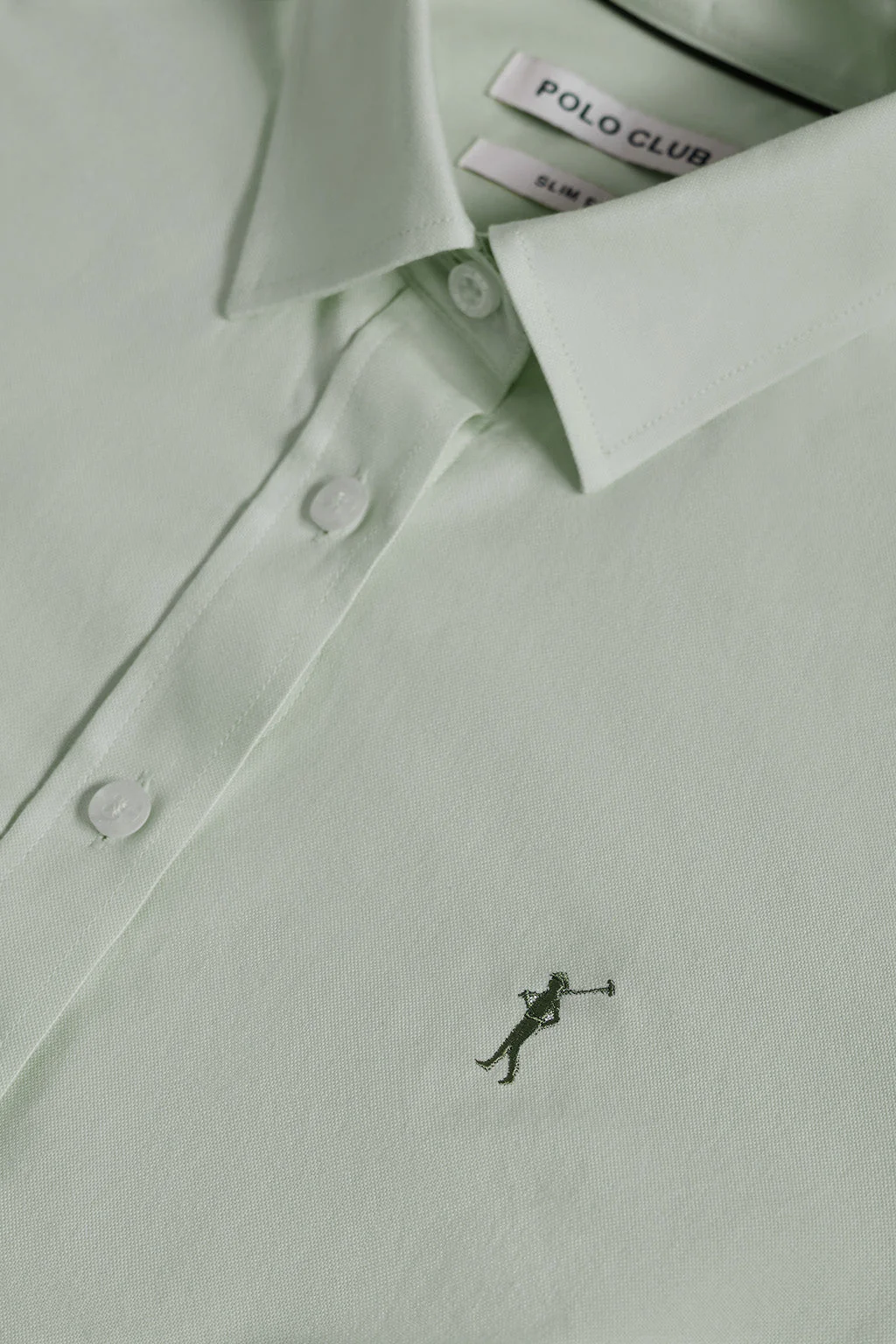 Jade-green slim-fit Oxford shirt with Rigby Go logo - Image 6