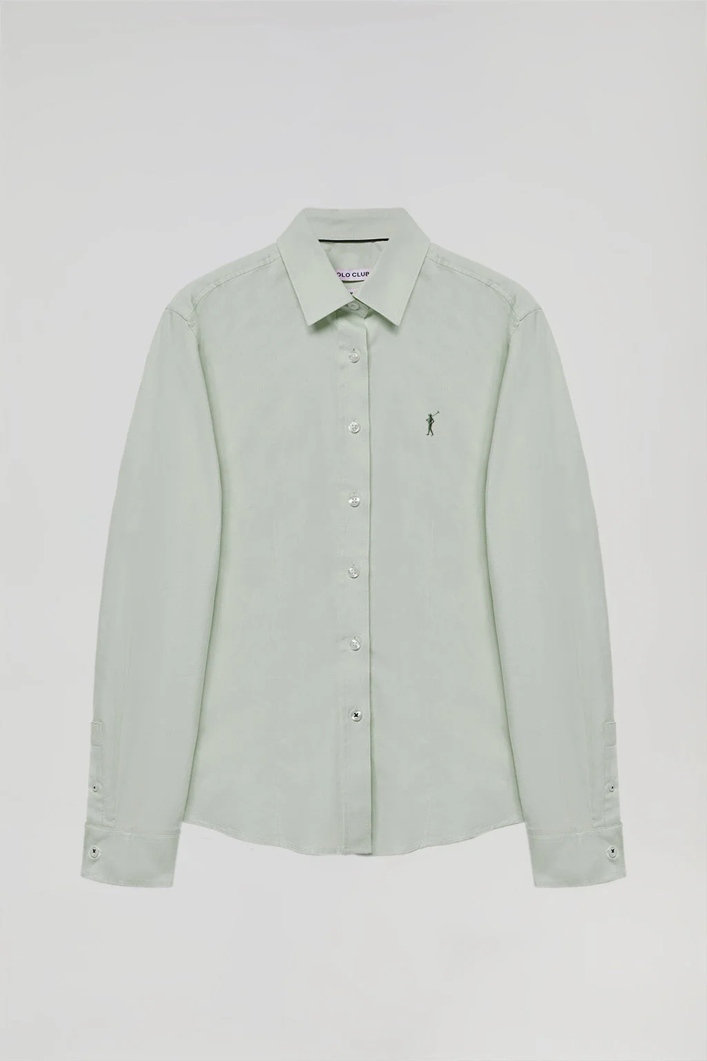 Jade-green slim-fit Oxford shirt with Rigby Go logo - Image 9