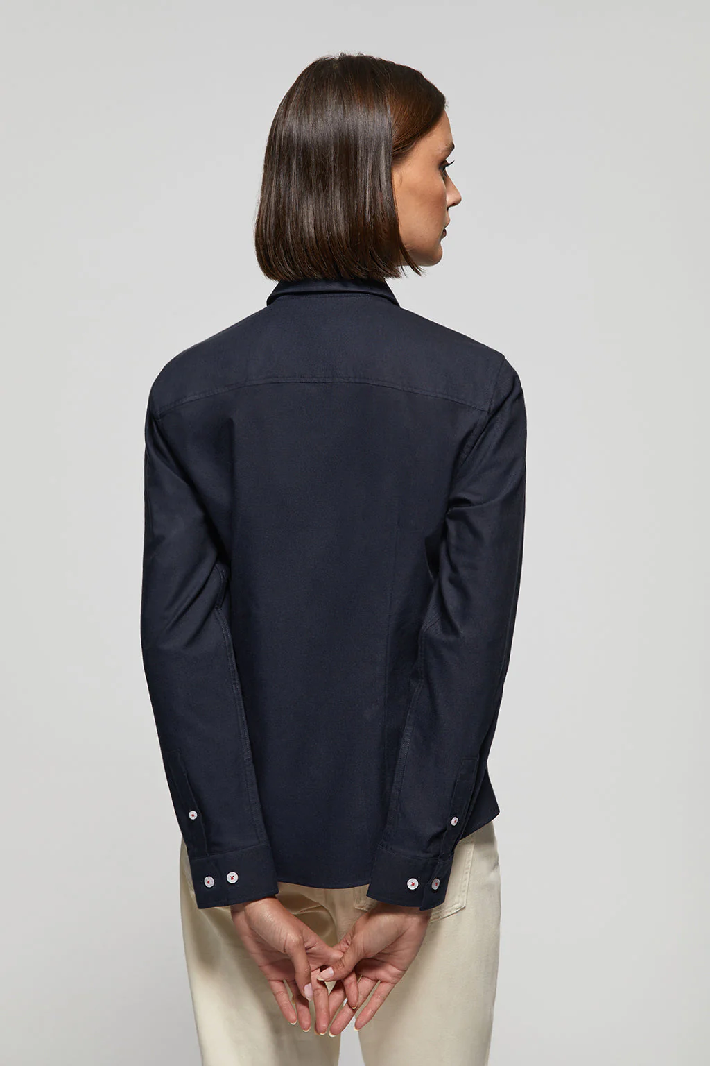 Navy-blue slim-fit Oxford shirt with Rigby Go logo - Image 5