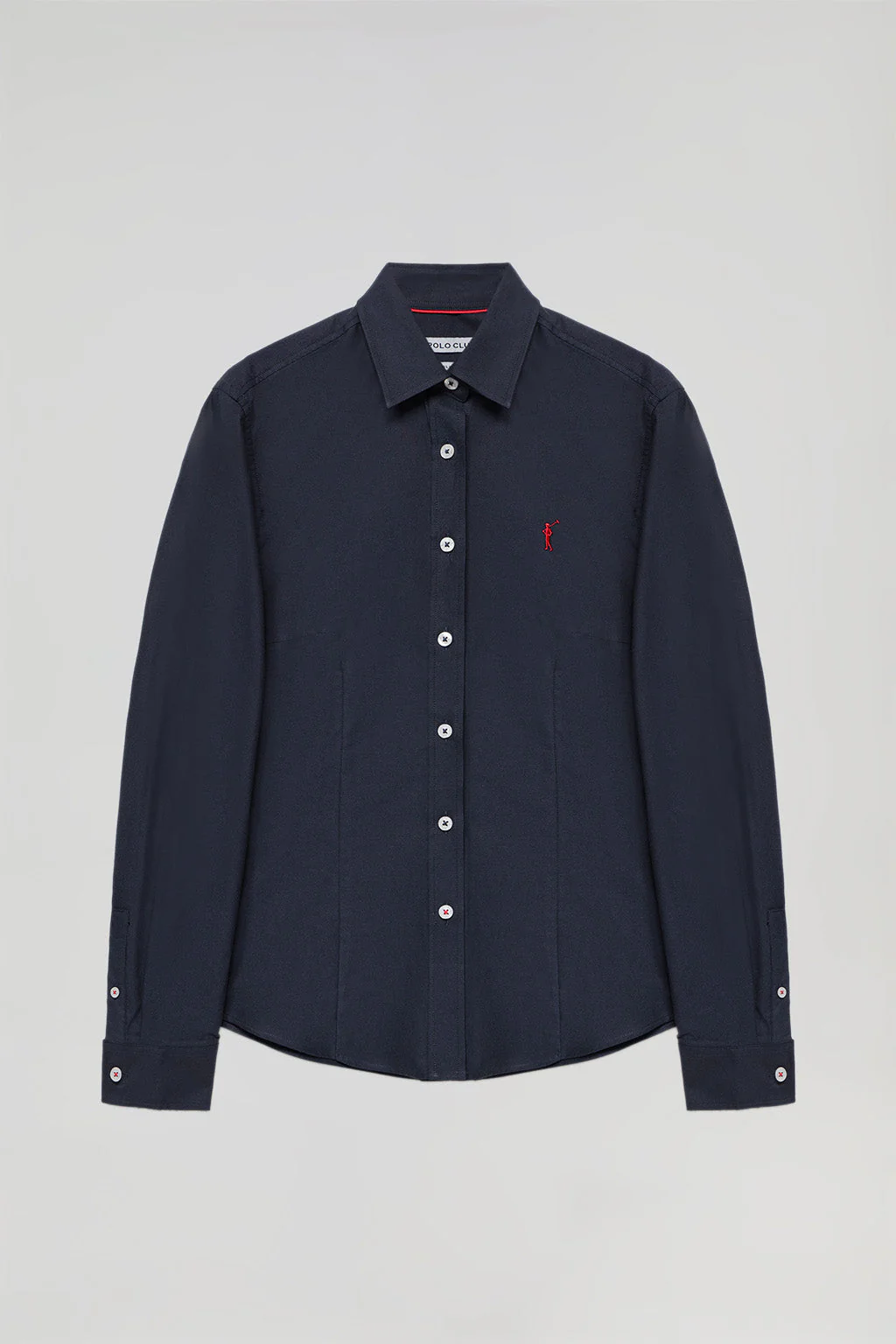 Navy-blue slim-fit Oxford shirt with Rigby Go logo - Image 6