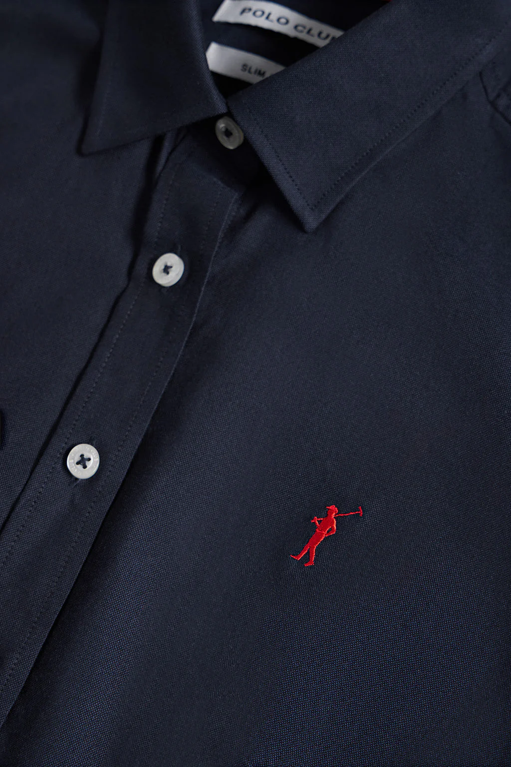Navy-blue slim-fit Oxford shirt with Rigby Go logo - Image 7