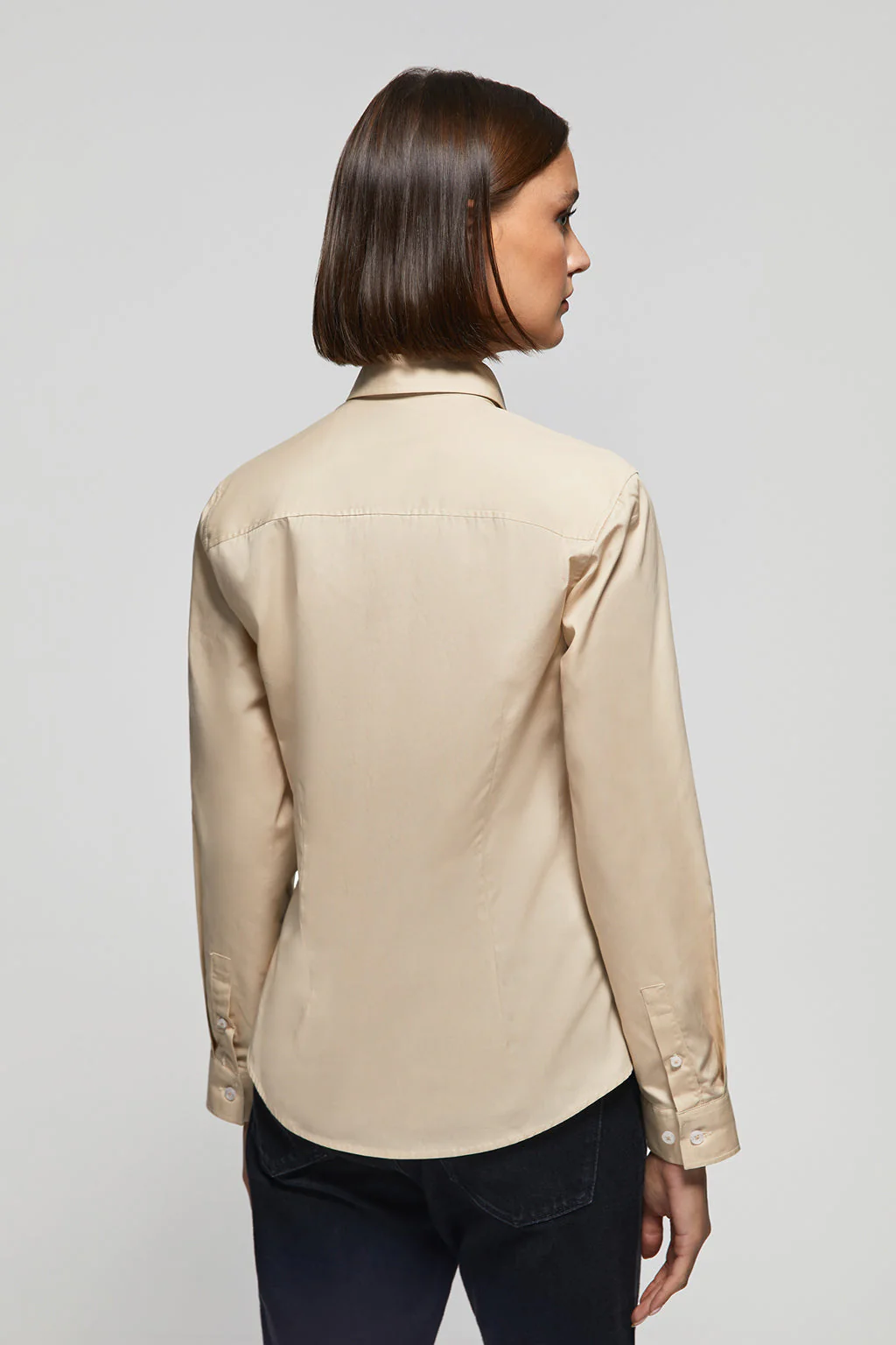 Beige slim-fit poplin shirt with Rigby Go embroidery - Image 4