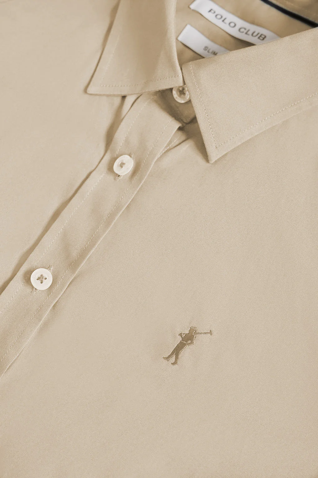 Beige slim-fit poplin shirt with Rigby Go embroidery - Image 6