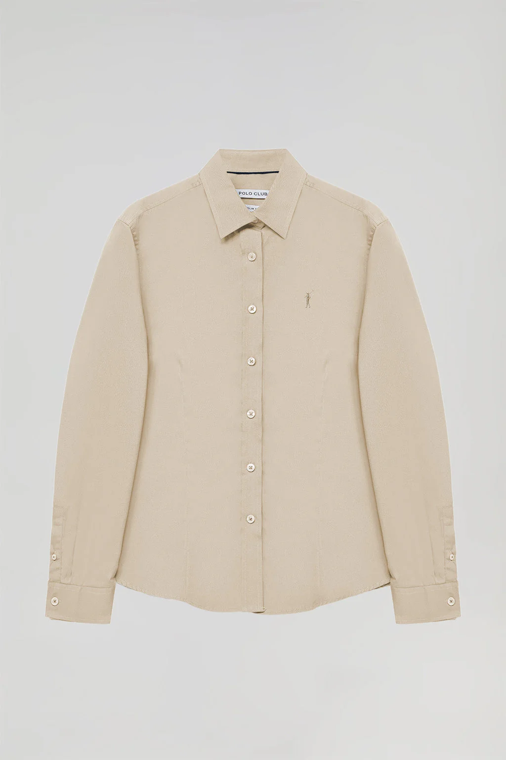 Beige slim-fit poplin shirt with Rigby Go embroidery - Image 9