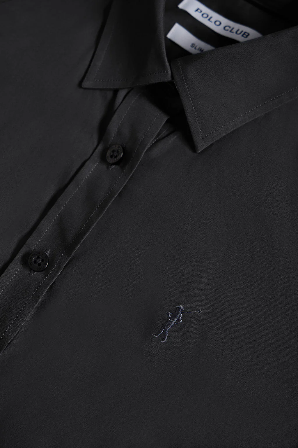 Black slim-fit poplin shirt with Rigby Go embroidery - Image 6
