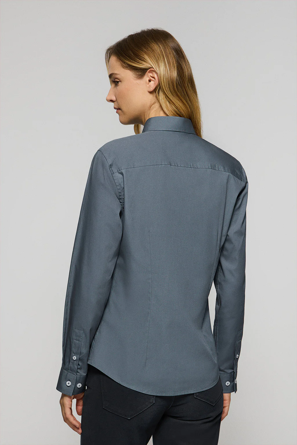 Denim-blue slim-fit poplin shirt with Rigby Go embroidery - Image 4