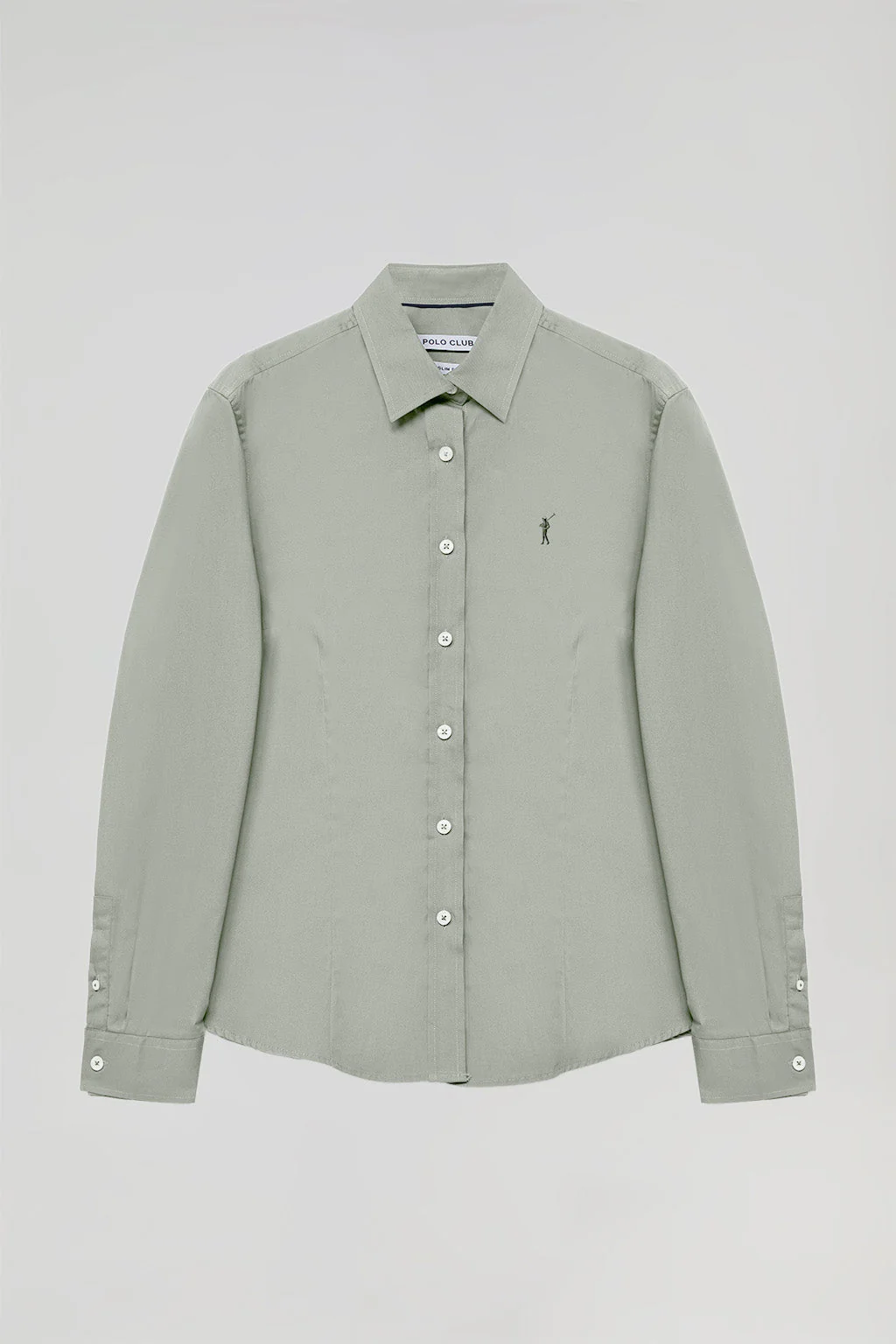 Jade-green slim-fit poplin shirt with Rigby Go embroidery - Image 5