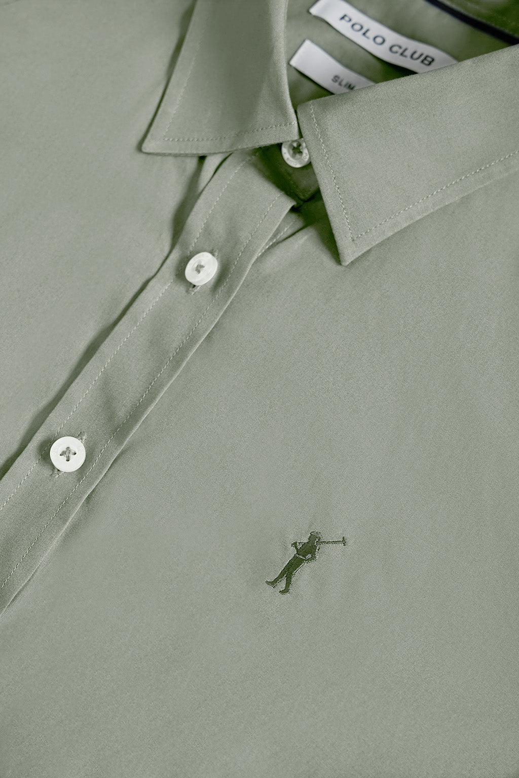 Jade-green slim-fit poplin shirt with Rigby Go embroidery - Image 6