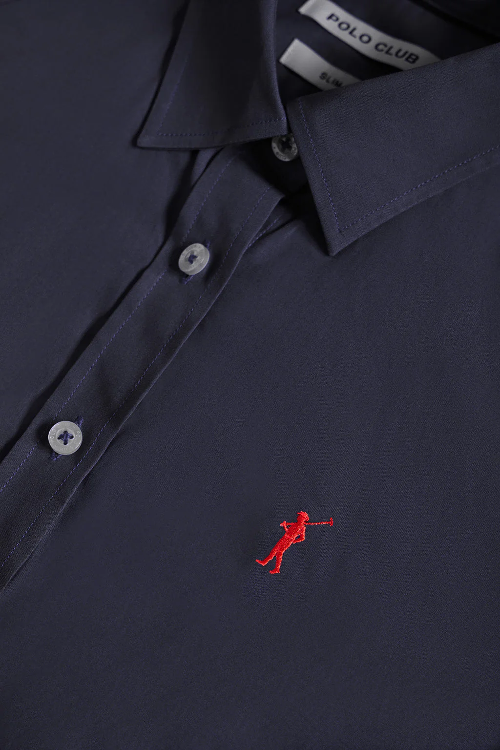 Navy-blue slim-fit poplin shirt with Rigby Go embroidery - Image 6