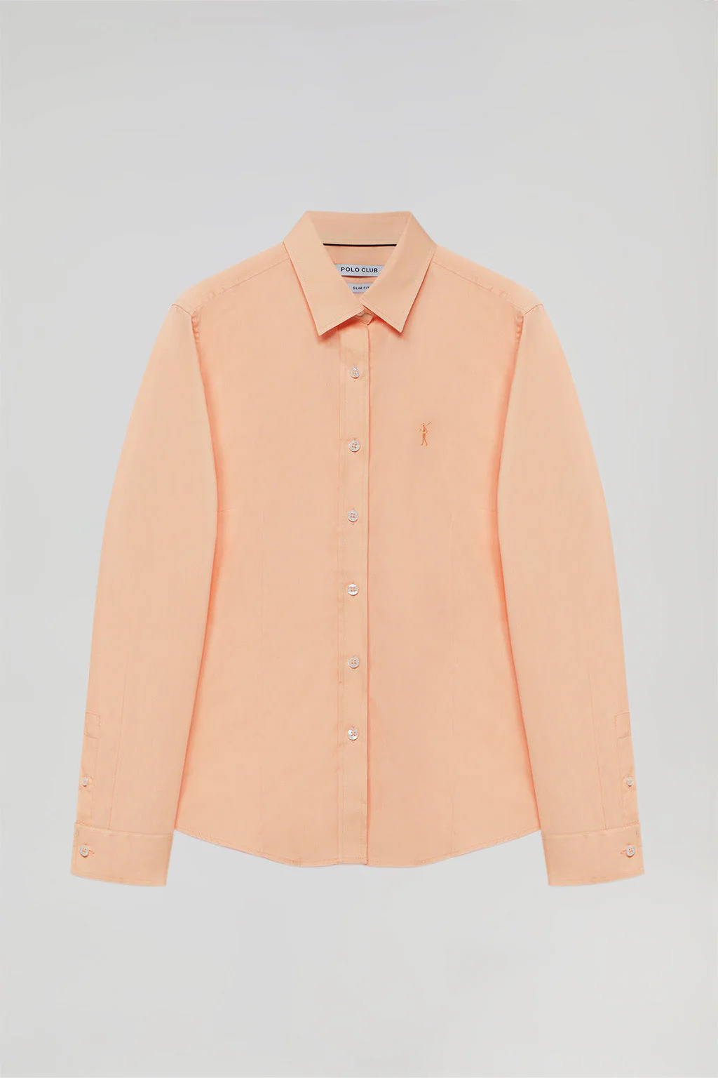 Peach slim-fit poplin shirt with Rigby Go embroidery - Image 5