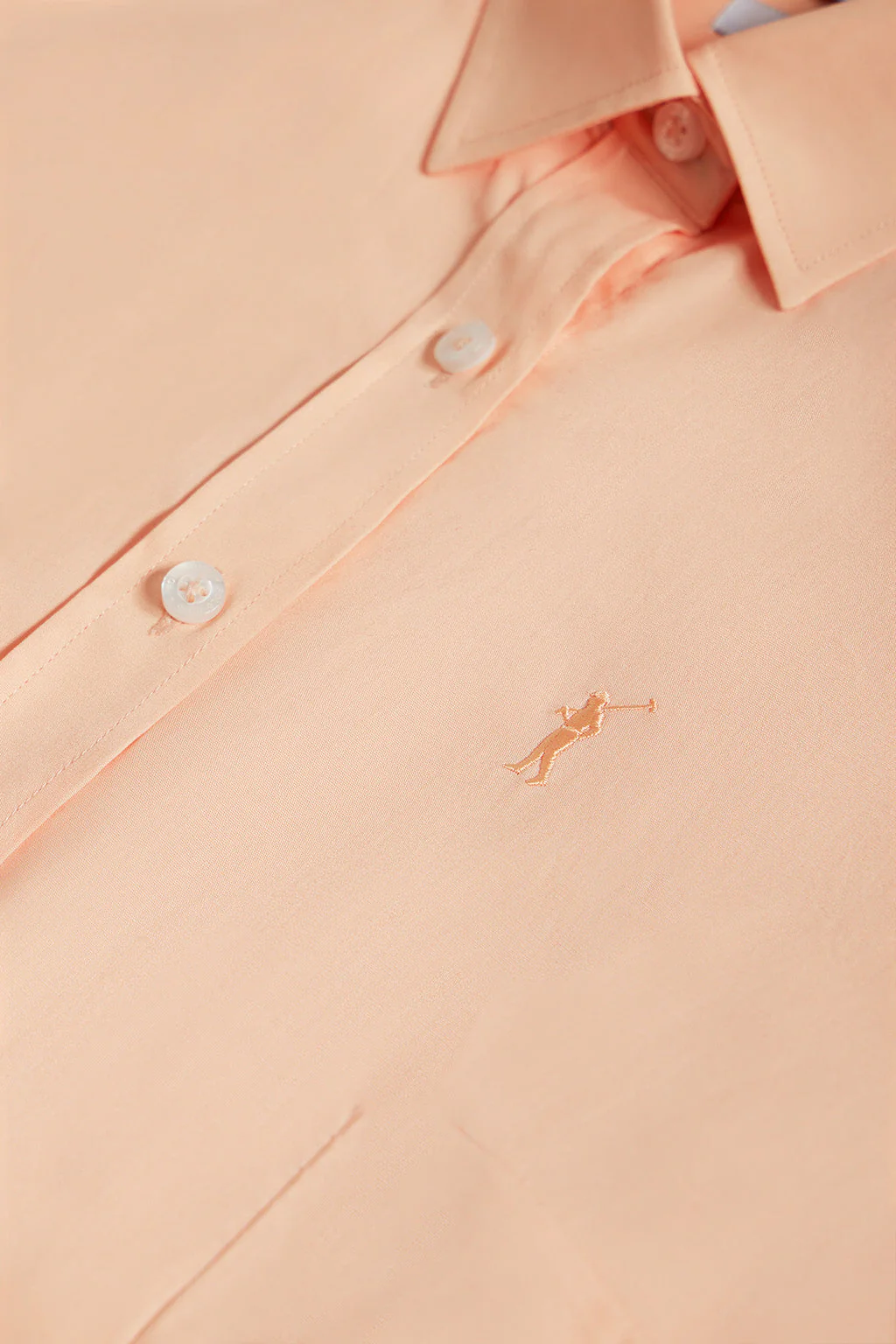Peach slim-fit poplin shirt with Rigby Go embroidery - Image 6