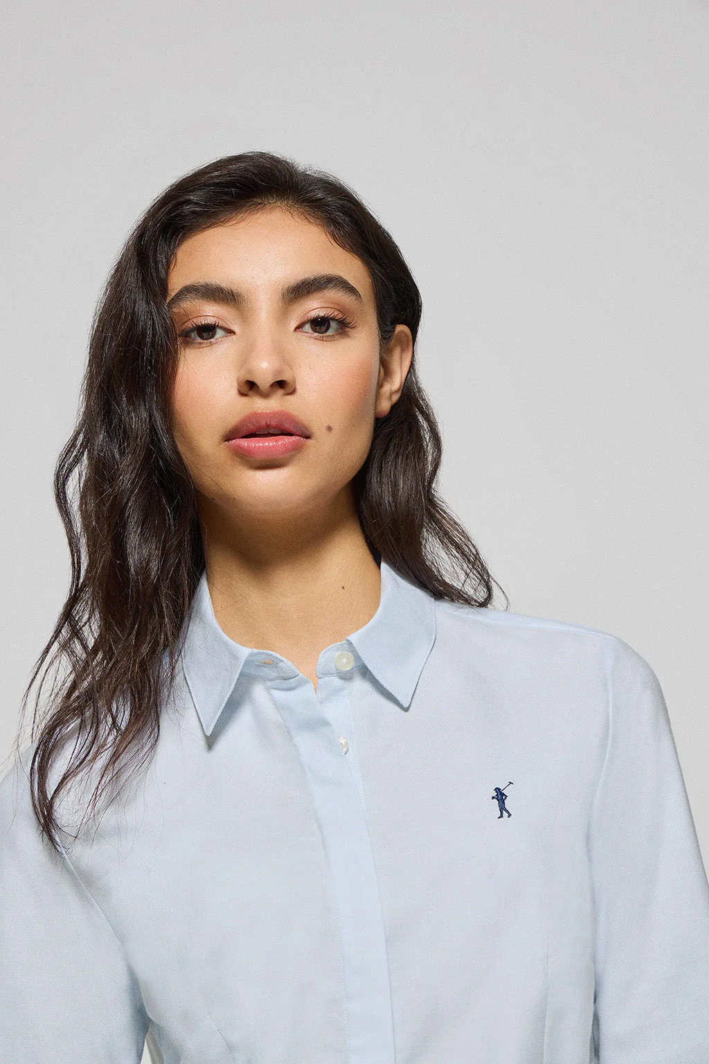 Sky-blue slim-fit Oxford shirt with Rigby Go embroidered logo - Image 2