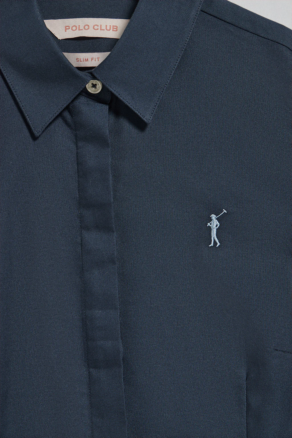 Navy-blue slim-fit Oxford shirt with Rigby Go embroidered logo - Image 6