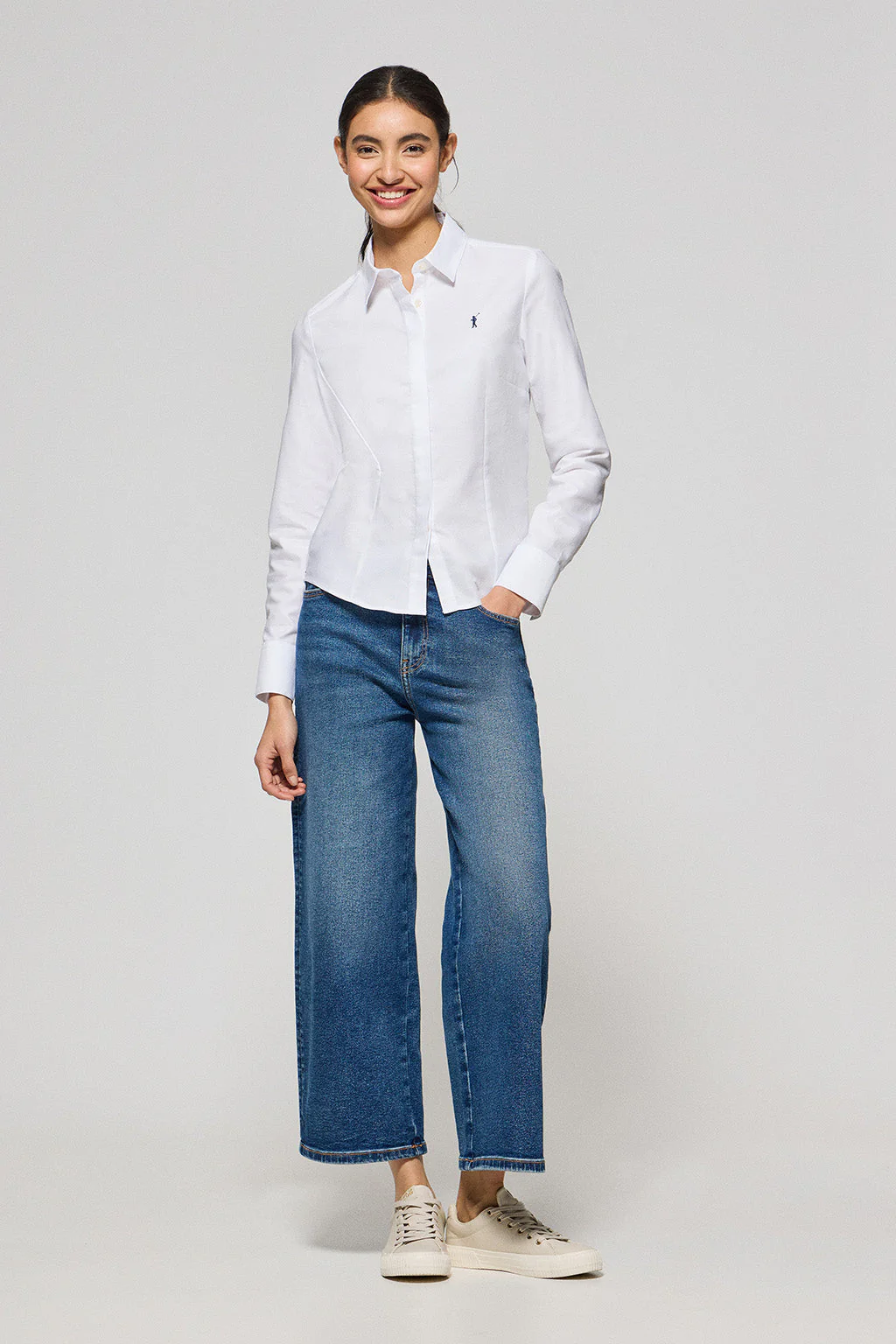 White slim-fit Oxford shirt with Rigby Go embroidered logo - Image 3