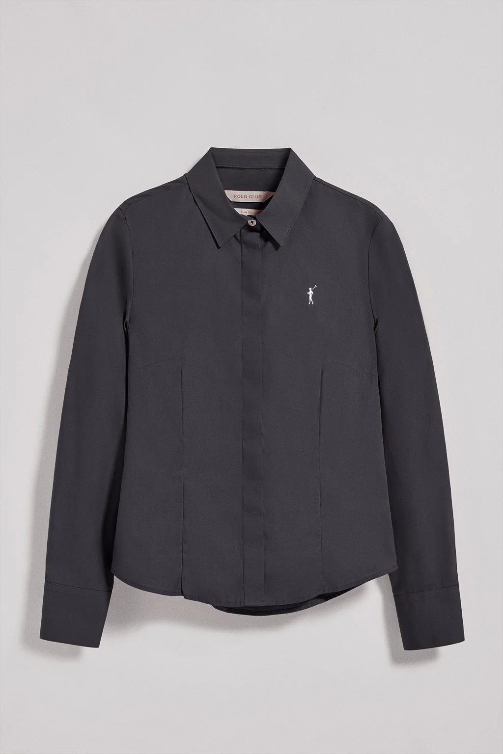 Black slim-fit poplin shirt with Rigby Go embroidered logo - Image 5