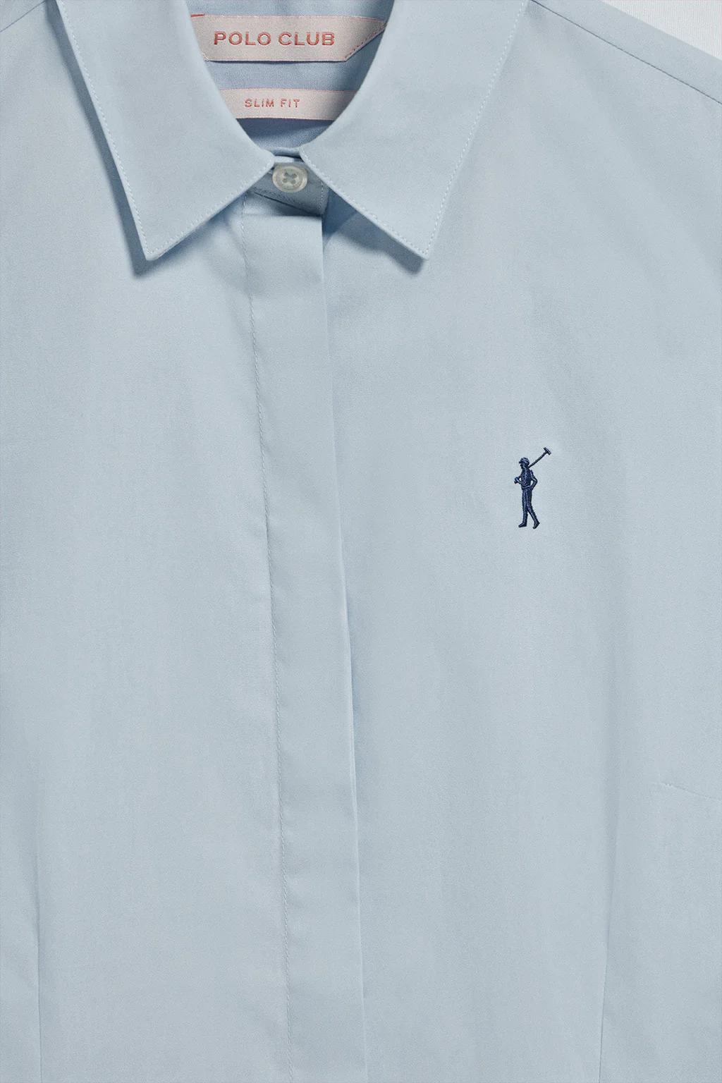 Sky-blue slim-fit poplin shirt with Rigby Go embroidered logo - Image 7