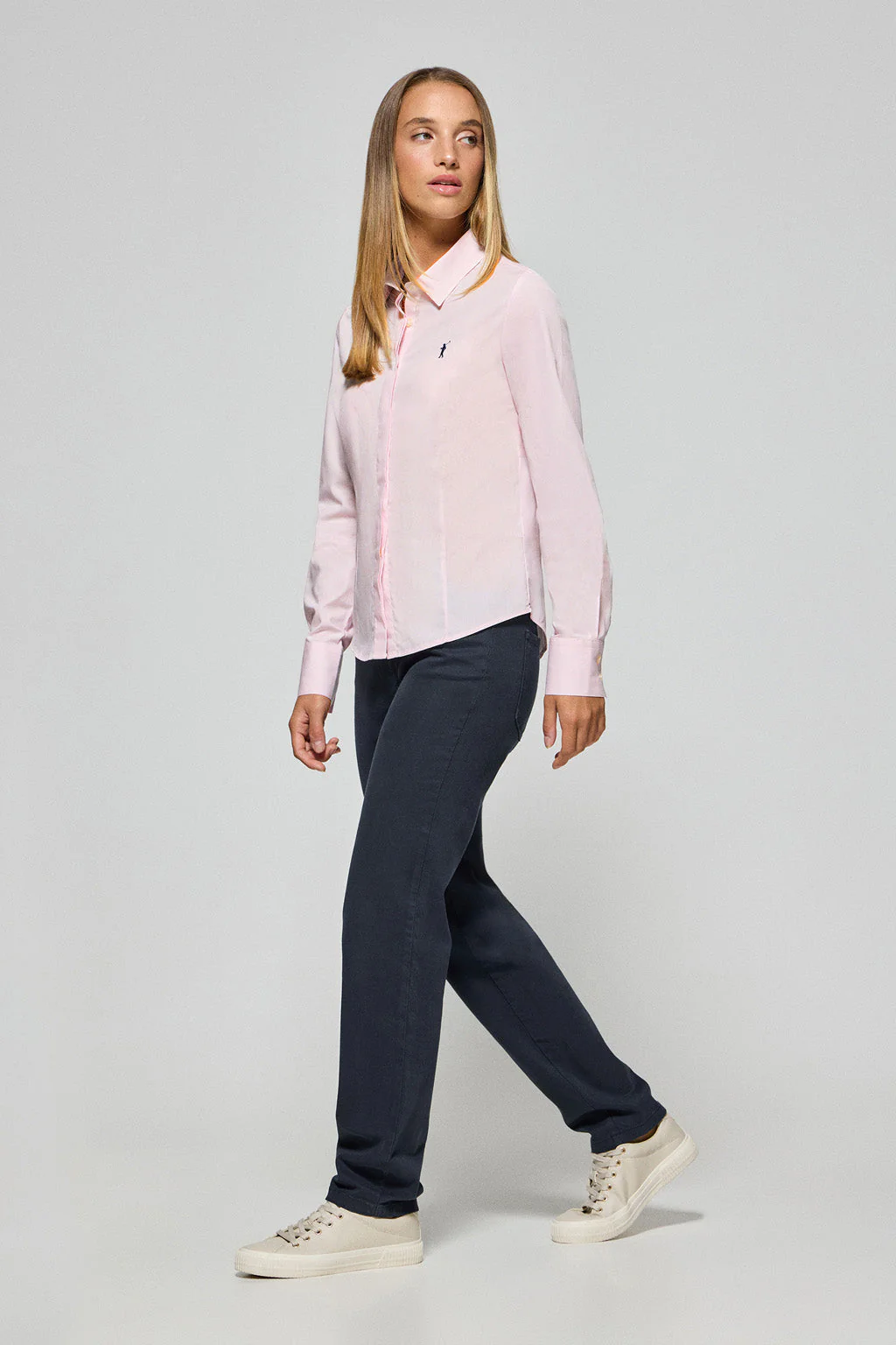 Pink slim-fit poplin shirt with Rigby Go embroidered logo - Image 2