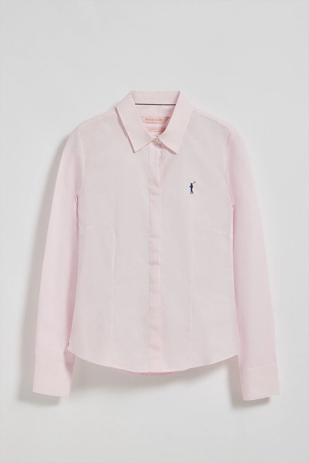 Pink slim-fit poplin shirt with Rigby Go embroidered logo - Image 5