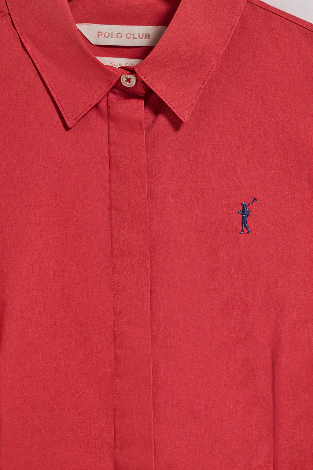 Red slim-fit poplin shirt with Rigby Go embroidered logo - Image 6