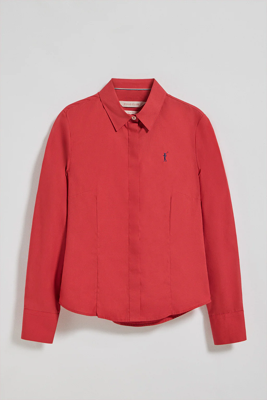 Red slim-fit poplin shirt with Rigby Go embroidered logo - Image 7