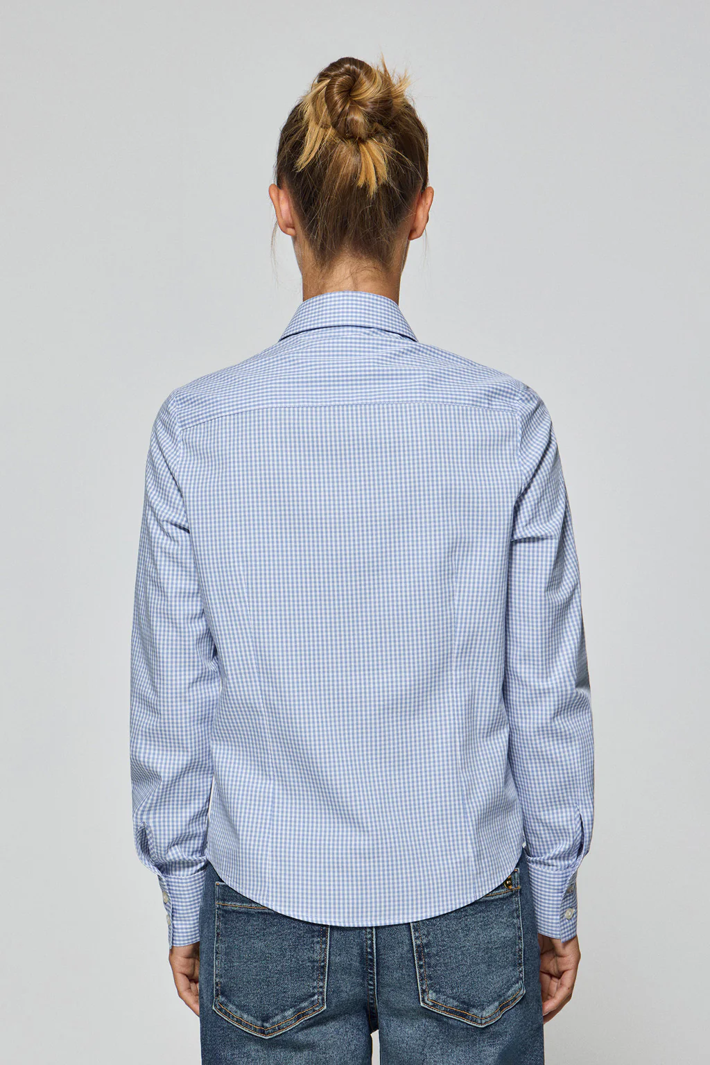Blue vichy check shirt with Rigby Go embroidered logo - Image 2