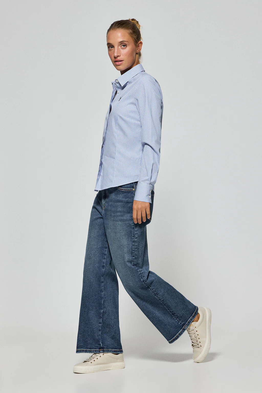 Blue vichy check shirt with Rigby Go embroidered logo - Image 4