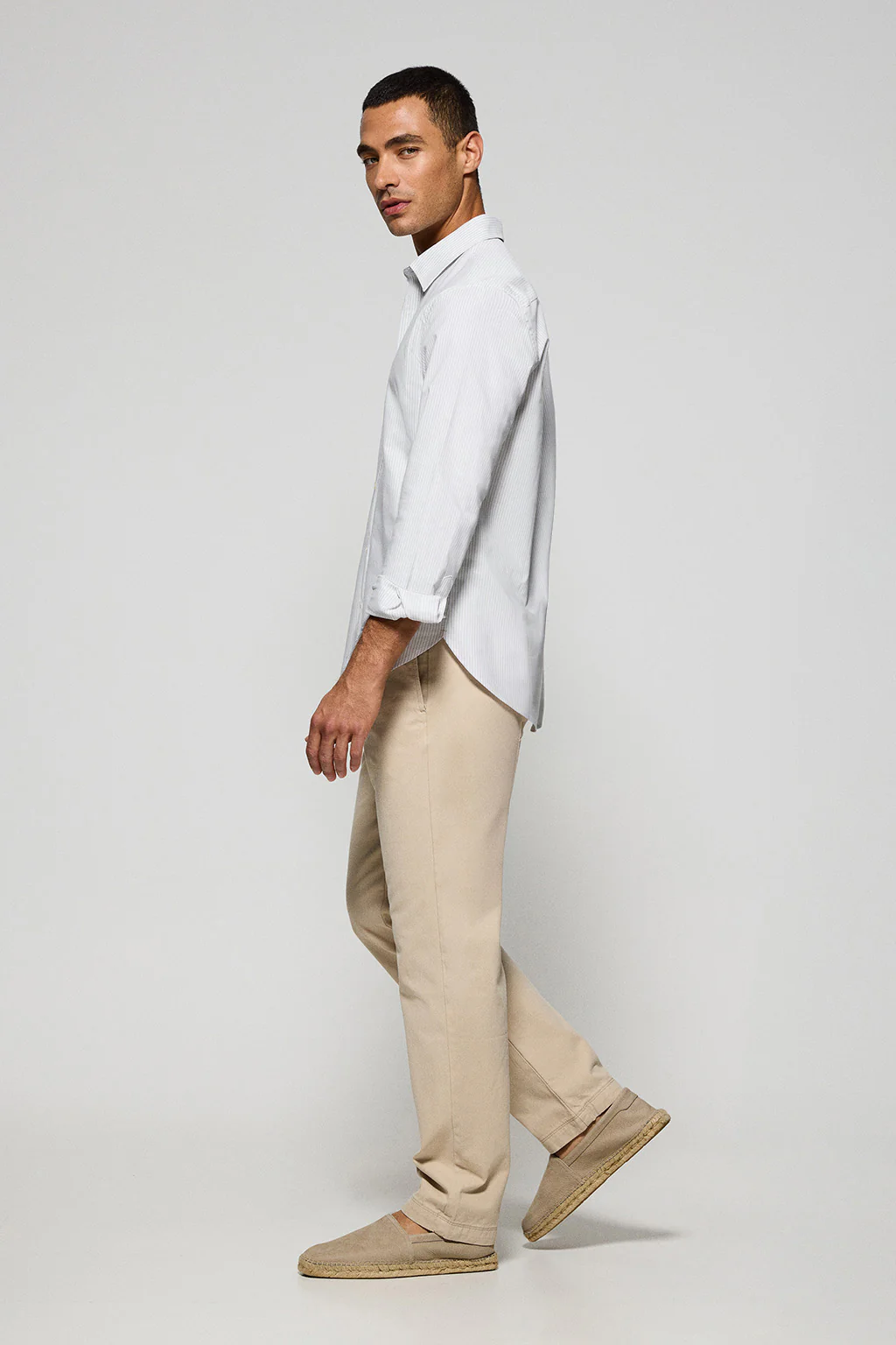 Light-grey striped shirt Yale with Rigby Go embroidered logo - Image 4