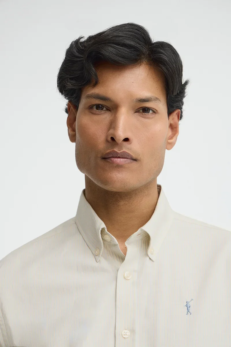 Light-blue long-sleeve striped shirt with regular fit and Rigby Go embroidery - Image 2
