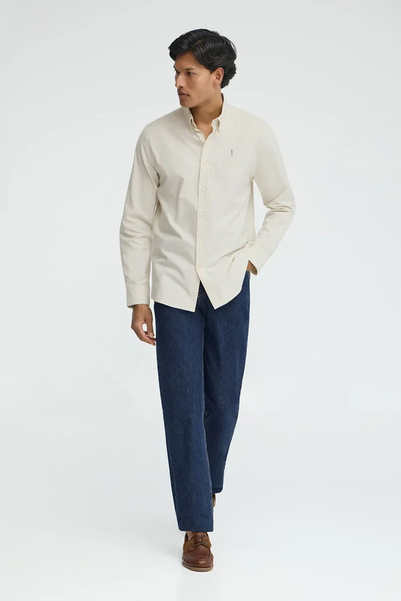 Light-blue long-sleeve striped shirt with regular fit and Rigby Go embroidery - Image 3