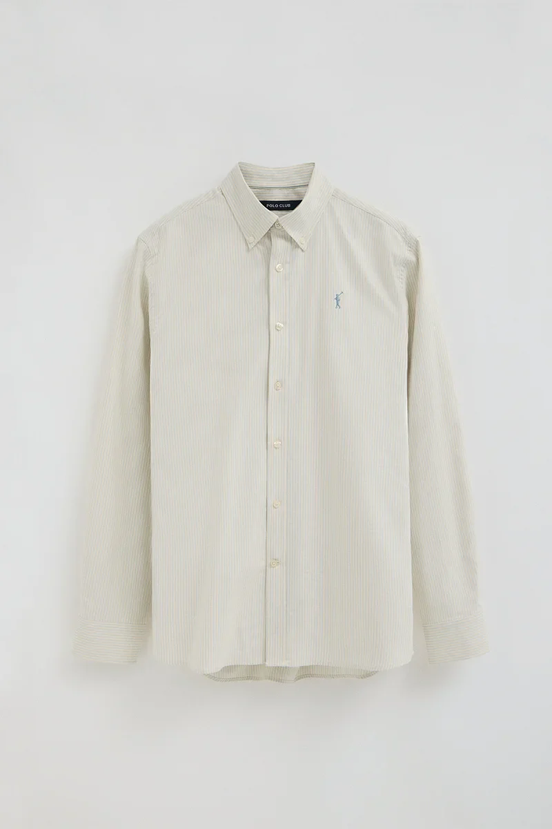 Light-blue long-sleeve striped shirt with regular fit and Rigby Go embroidery - Image 5