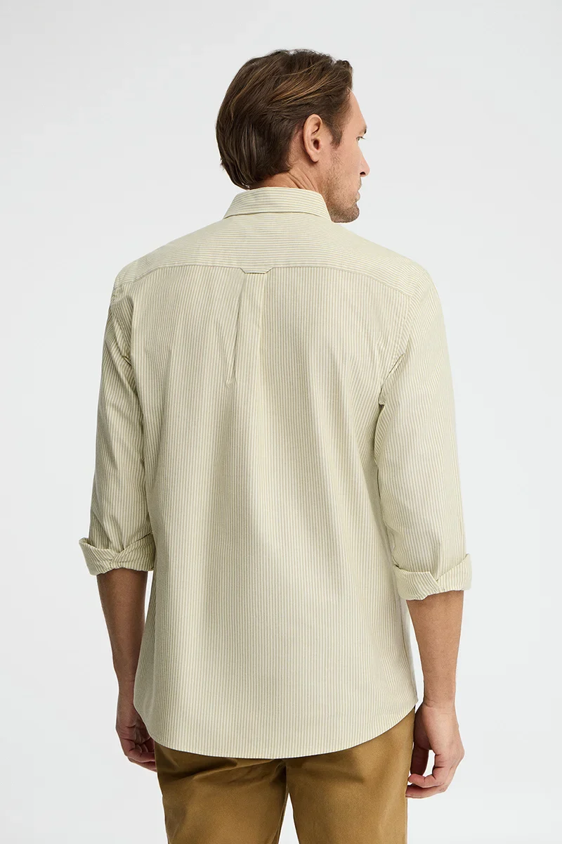 Leaf-green long-sleeve striped shirt with regular fit and Rigby Go embroidery - Image 5